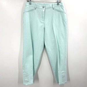 Hearts Of Palm Animal Magnetism 2017 Aqua Jeweled Capri Pants NWT Women's 8